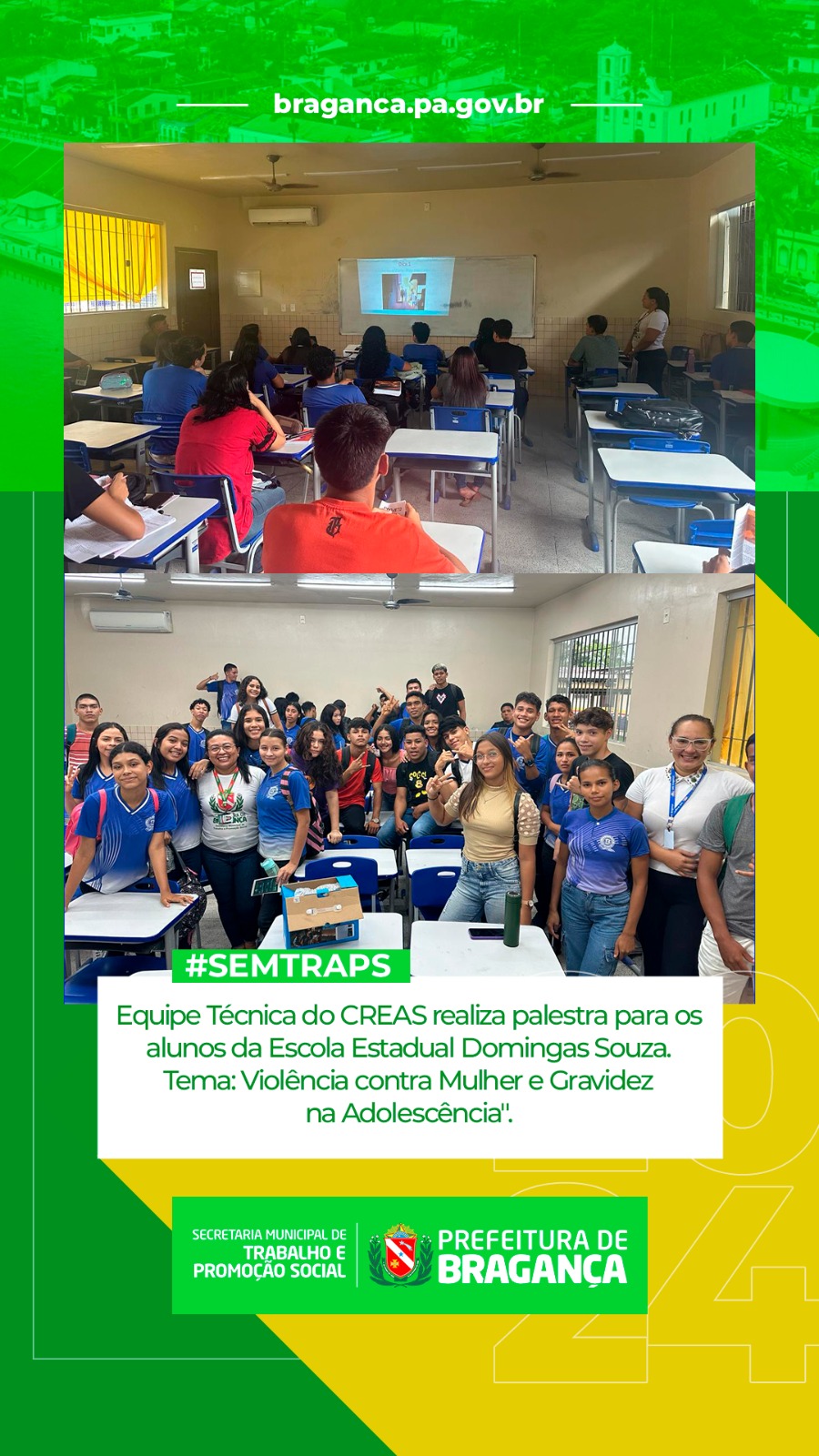 PALESTRA PARA OS ALUNOS DA ESCOLA ESTADUAL DOMINGAS SOUZA.