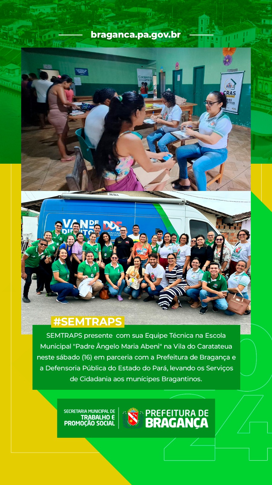 SEMTRAPS E PARCEIROS LEVAM SERVIÇOS DE CIDADANIA À ESCOLA PADRE ÂNGELO MARIA ABENI