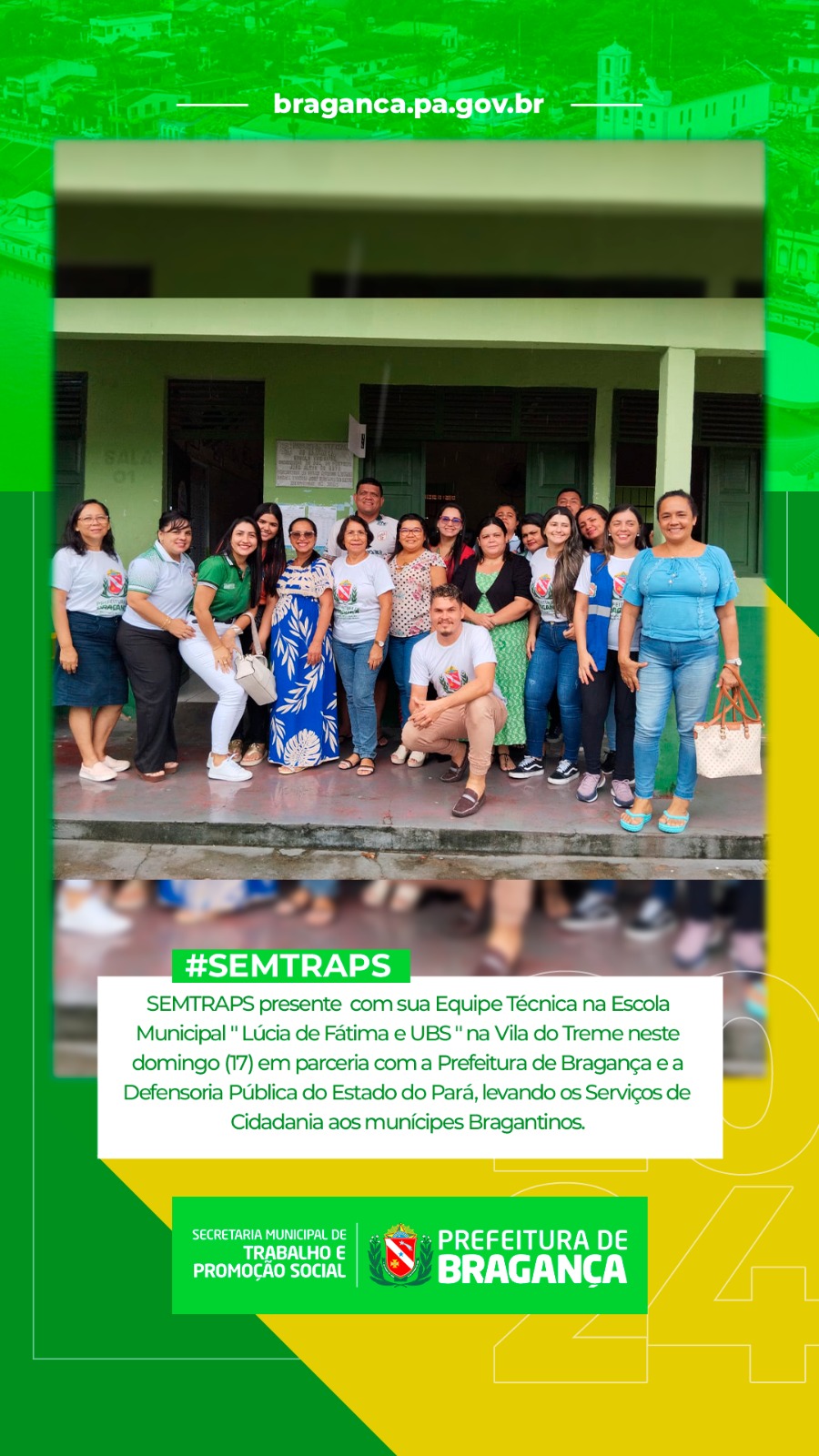 SEMTRAPS E PARCEIROS LEVAM SERVIÇOS DE CIDADANIA À ESCOLA LUCIA DE FÁTIMA E UBS NA VILA DO TREME.