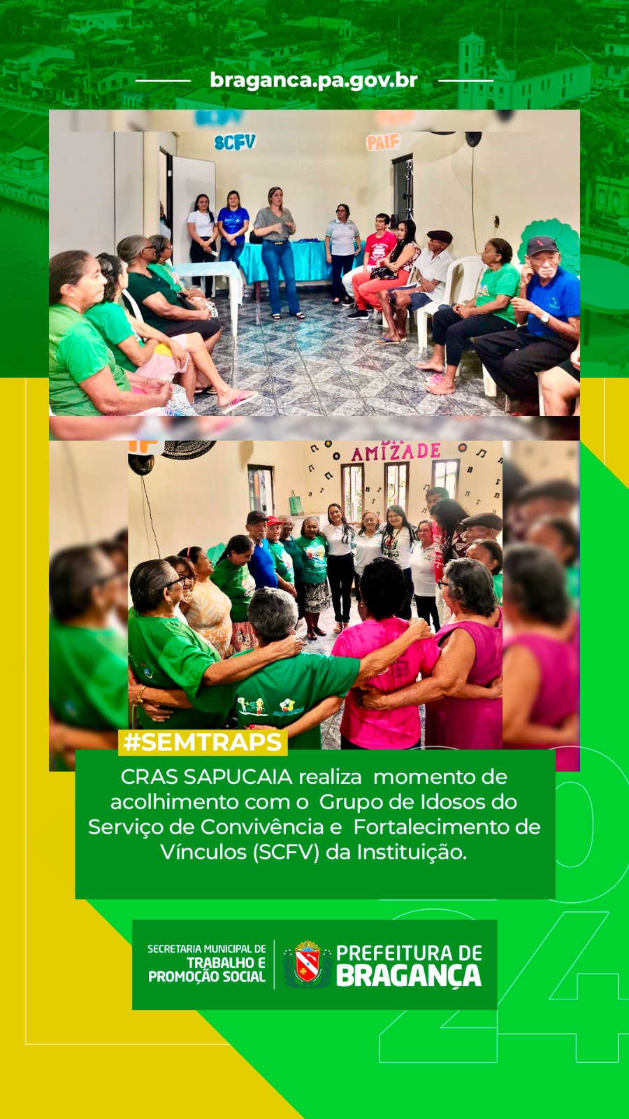 ACOLHIMENTO DO CRAS SAPUCAIA AO GRUPO DE IDOSOS DO SCFV.