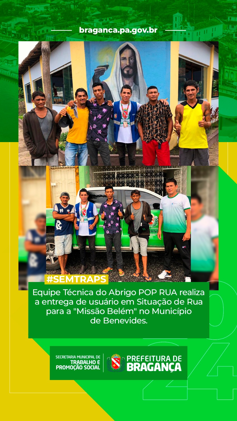 ABRIGO POP RUA ENTREGA USUÁRIO À ‘MISSÃO BELÉM.