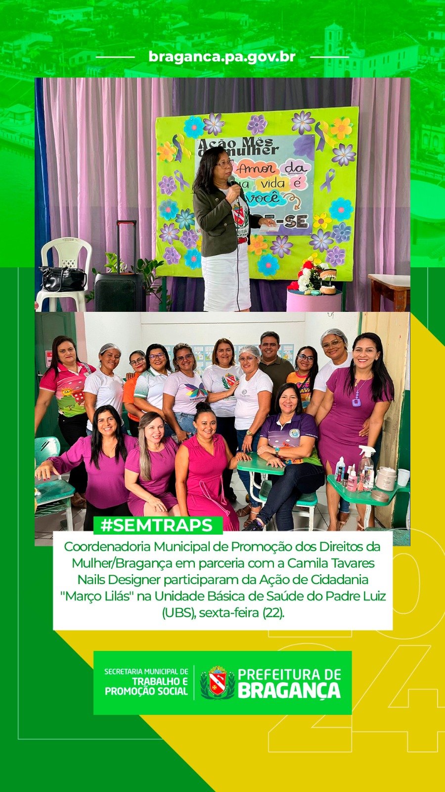 AÇÃO ‘MARCO LILÁS’ NA UBS PADRE LUIZ: PROMOÇÃO DOS DIREITOS DAS MULHERES