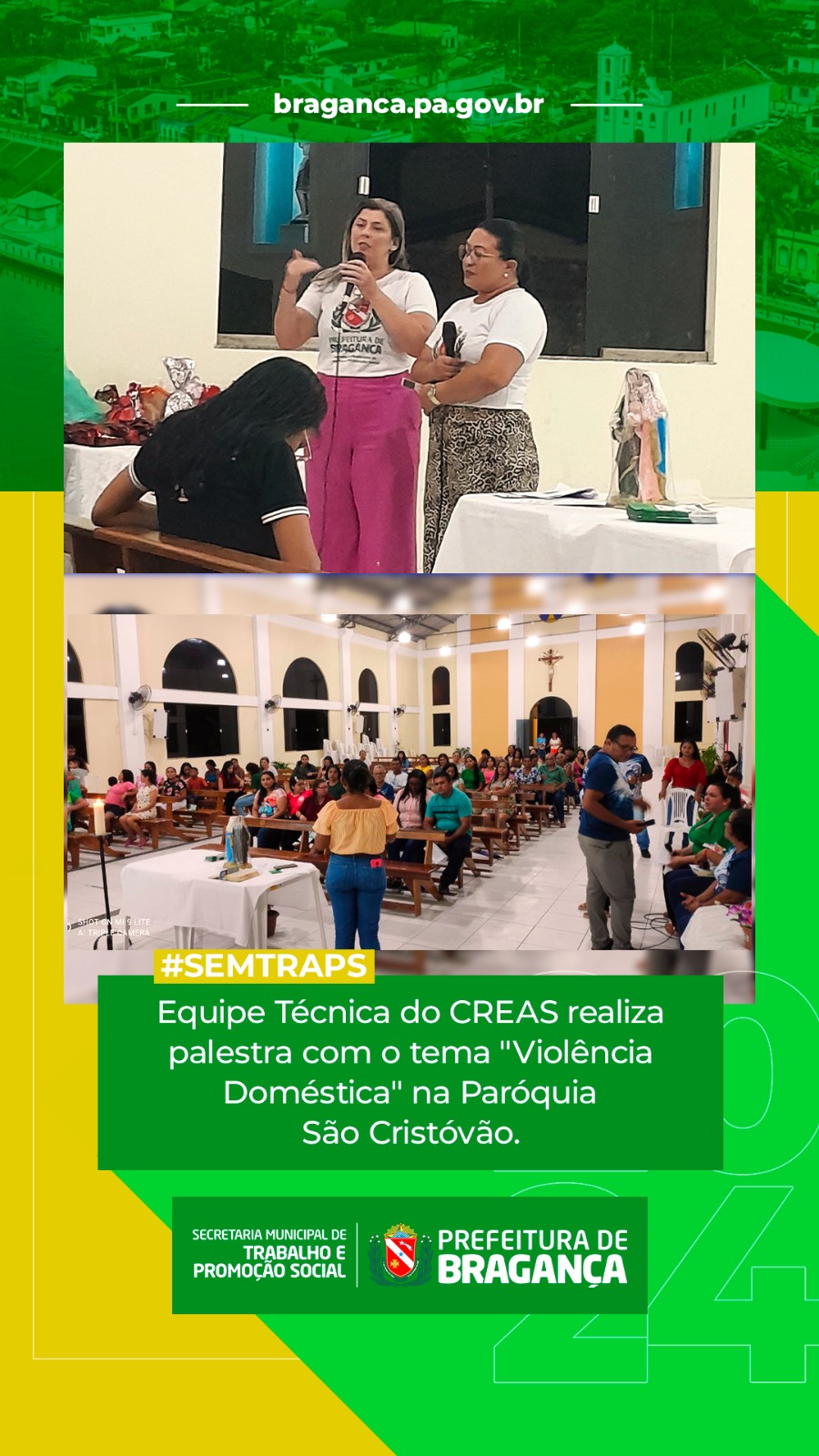 PALESTRA SOBRE VIOLÊNCIA DOMÉSTICA NA PARÓQUIA SÃO CRISTÓVÃO.