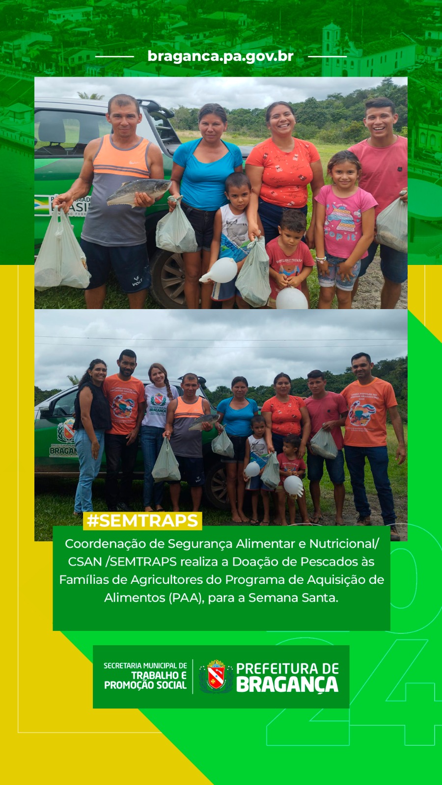 DOAÇÃO DE PESCADOS PARA FAMÍLIAS AGRICULTORAS PELO PROGRAMA PAA NA SEMANA SANTA.