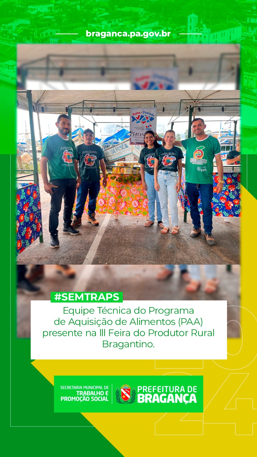 EQUIPE DO PAA NA III FEIRA DO PRODUTOR RURAL BRAGANTINO.