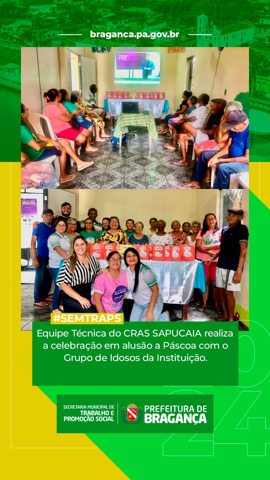 CELEBRAÇÃO DE PÁSCOA COM IDOSOS PELO CRAS SAPUCAIA.