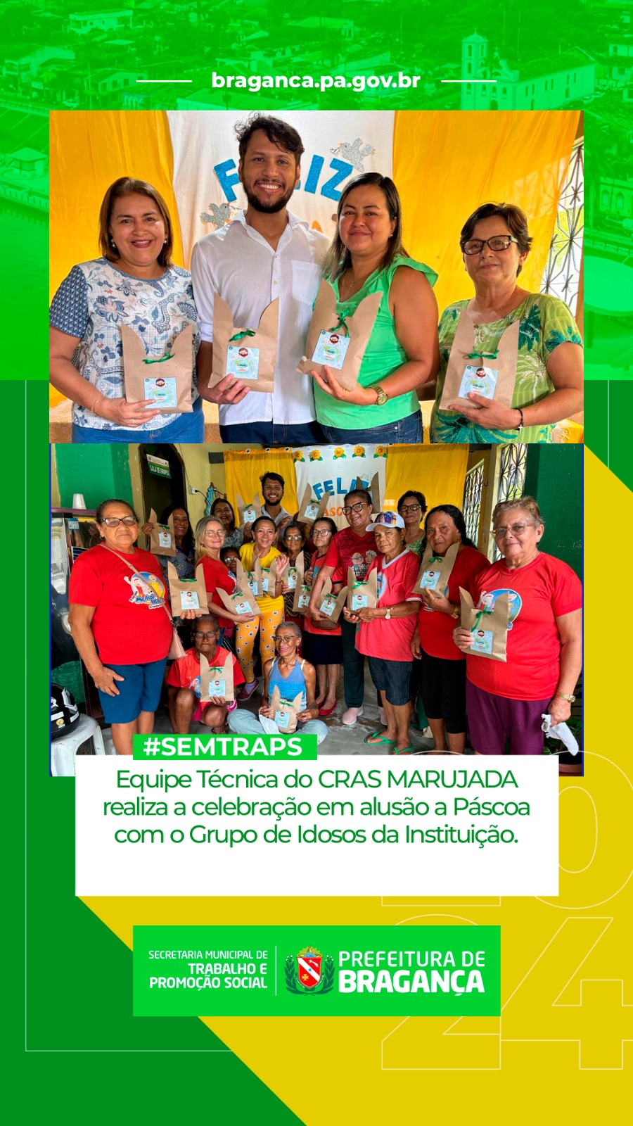 CRAS MARUJADA CELEBRA PÁSCOA COM GRUPO DE IDOSOS.