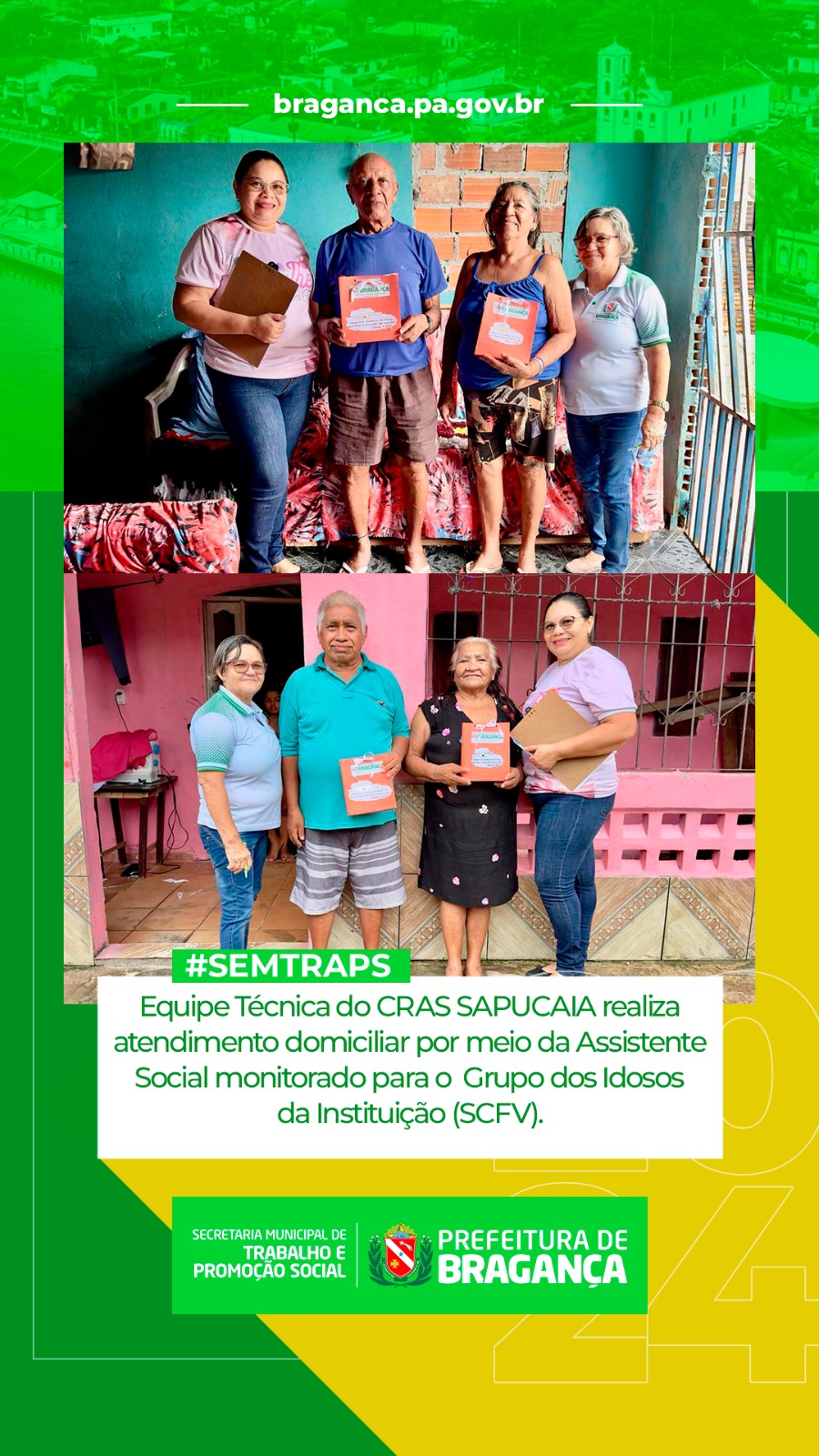 ATENDIMENTO DOMICILIAR PARA GRUPO DE IDOSOS PELO CRAS SAPUCAIA.