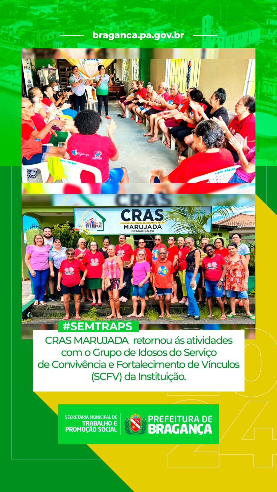 RETORNO DAS ATIVIDADES COM O GRUPO DE IDOSOS DO SCFV CRAS MARUJADA.