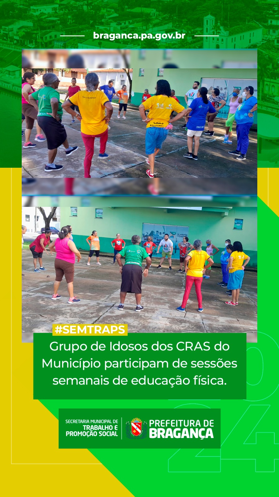 IDOSOS DOS CRAS EM SESSÕES SEMANAIS DE EDUCAÇÃO FÍSICA.