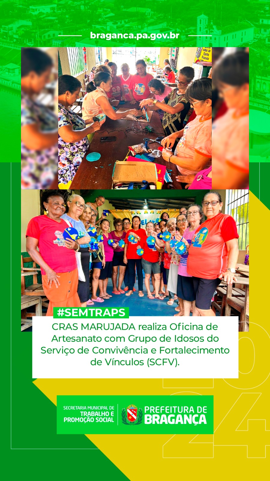 OFICINA DE ARTESANATO NO CRAS MARUJADA COM IDOSOS DO SCFV.