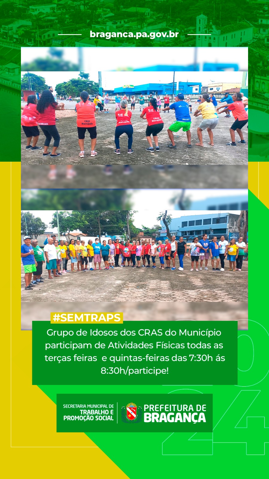 ATIVIDADES FÍSICAS PARA IDOSOS: TERÇAS E QUINTAS, 7:30 – 8:30H.