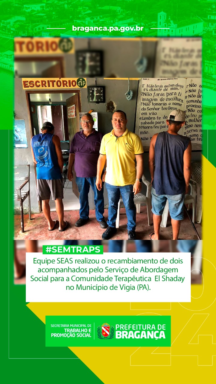 RECAMBIAMENTO PARA A COMUNIDADE TERAPÊUTICA EL SHADAY NO MUNICÍPIO DE VIGIA (PA).