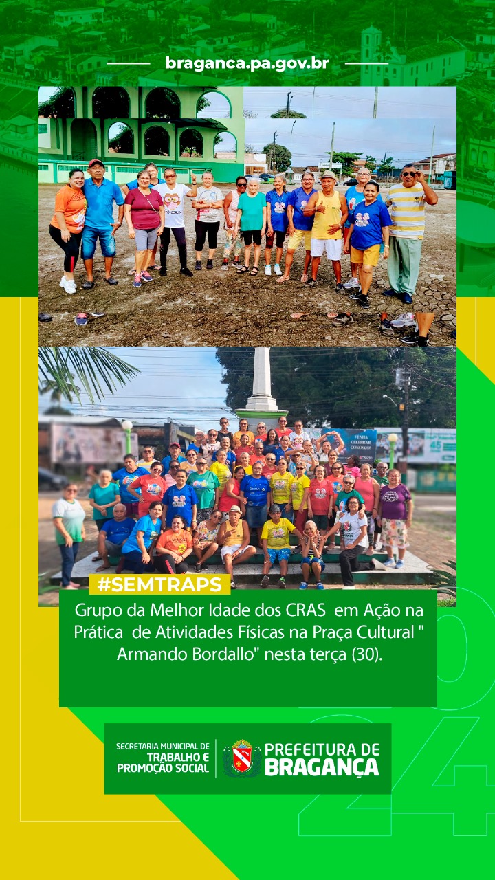 GRUPO DA MELHOR IDADE EM AÇÃO: ATIVIDADES FÍSICAS NA PRAÇA CULTURAL ARMANDO BORDALLO.