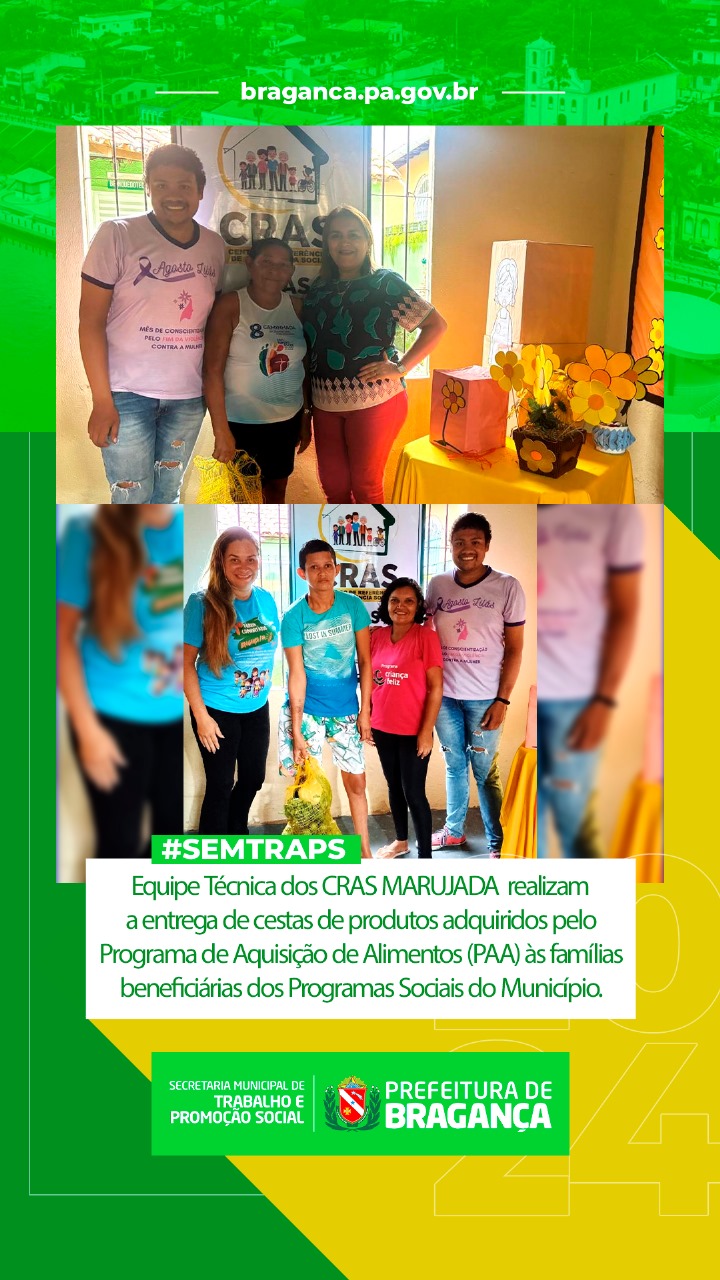 ENTREGA DE CESTAS DO PAA ÀS FAMÍLIAS BENEFICIÁRIAS DOS PROGRAMAS SOCIAIS.
