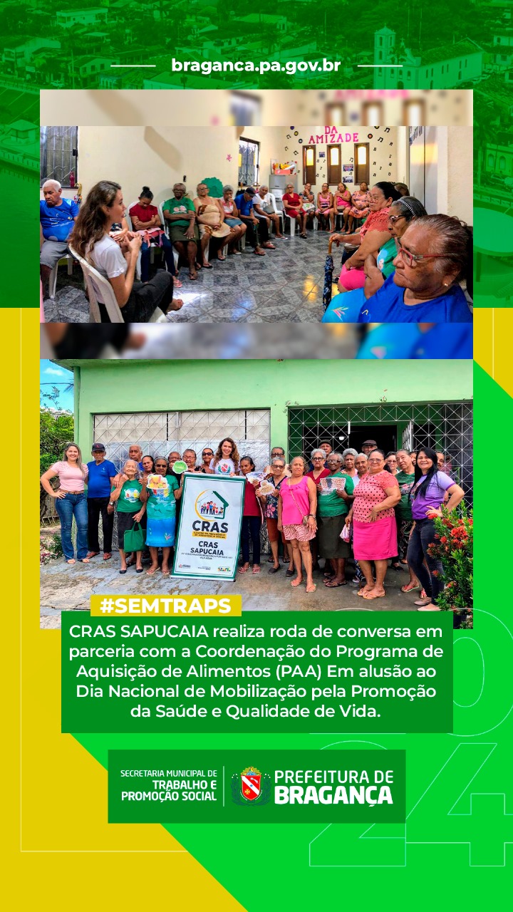 RODA DE CONVERSA NO CRAS SAPUCAIA SOBRE SAÚDE E QUALIDADE DE VIDA.