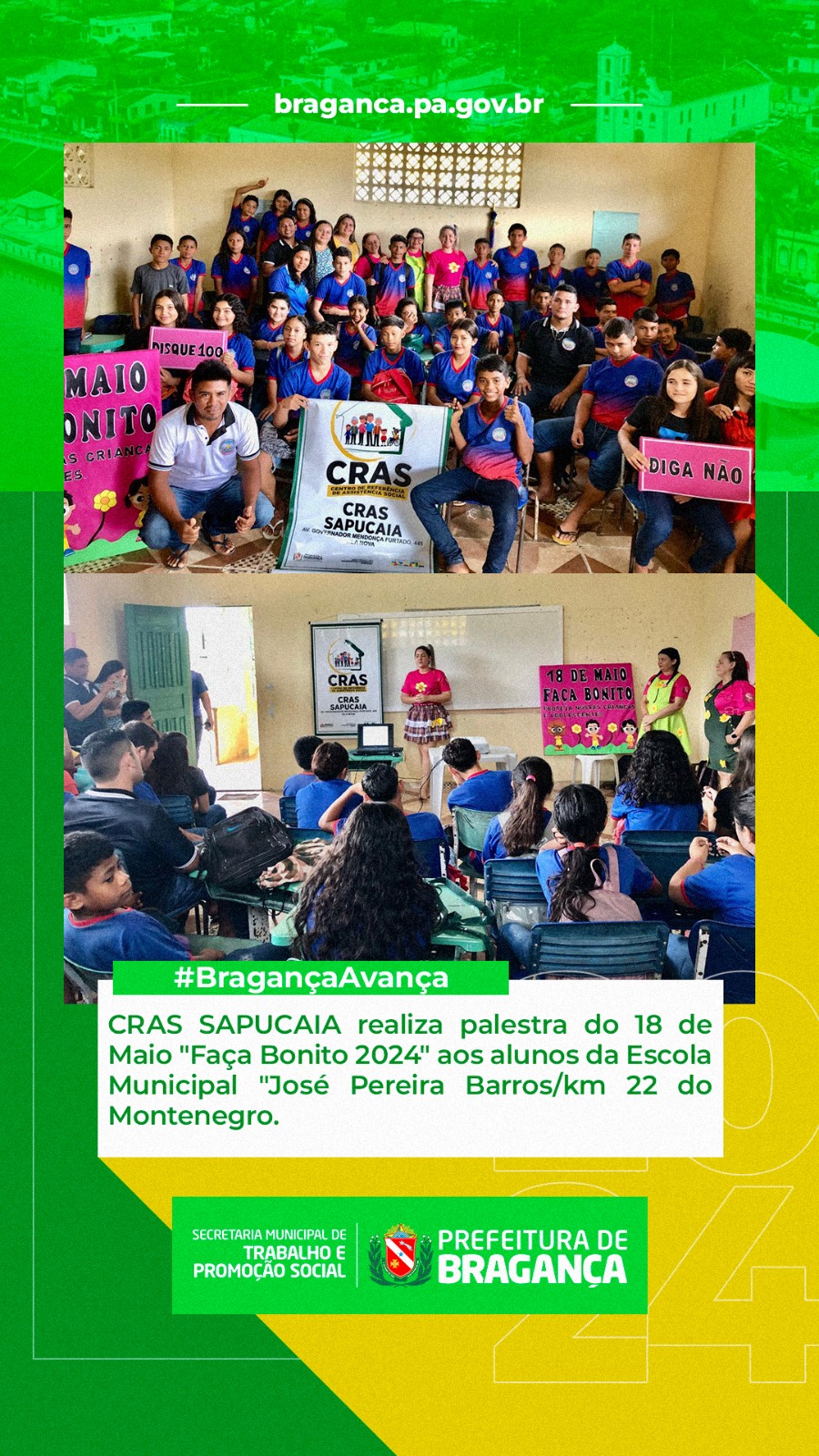 CRAS SAPUCAIA REALIZA PALESTRA ‘FAÇA BONITO 2024’ NA ESCOLA JOSÉ PEREIRA BARROS