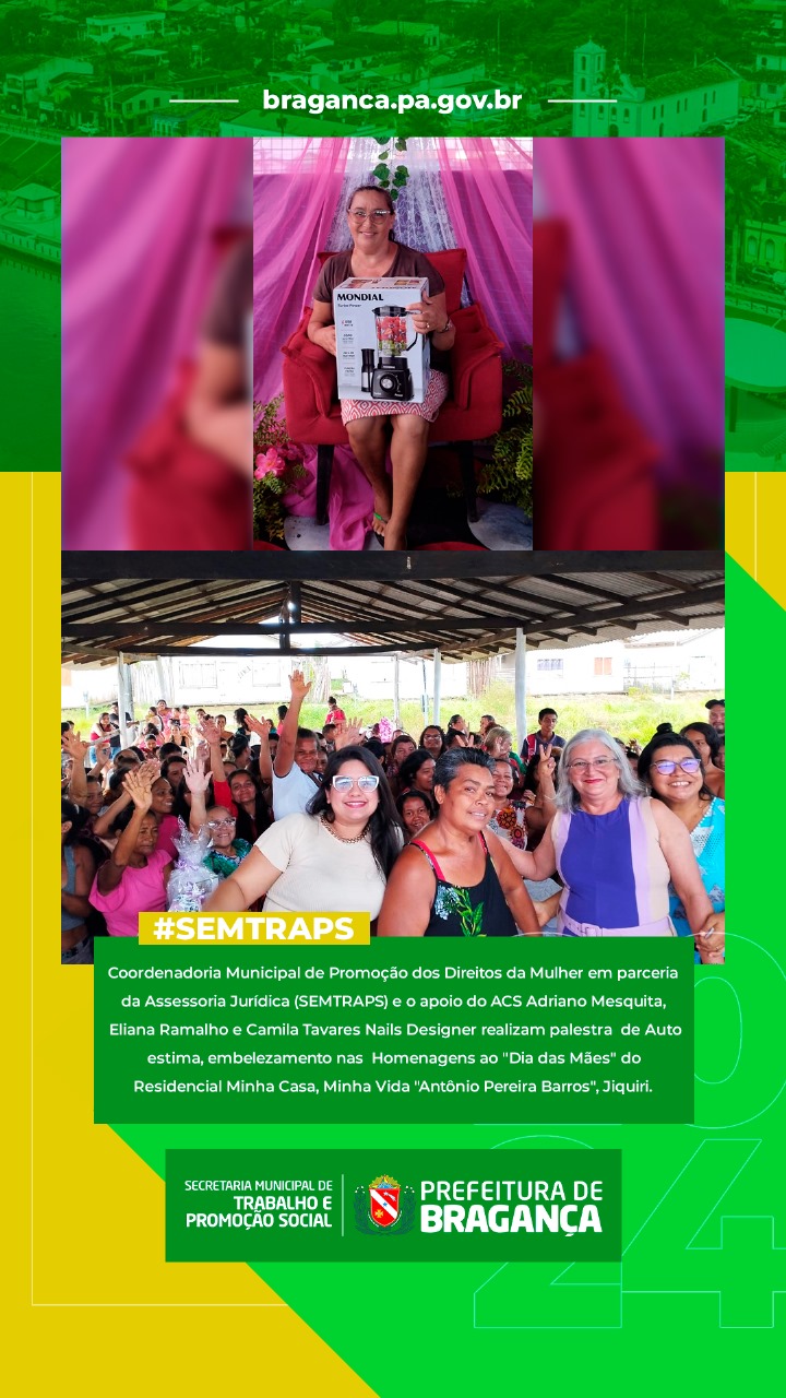 PALESTRA DE AUTOESTIMA E HOMENAGEM AO DIA DAS MÃES NO RESIDENCIAL ANTÔNIO PEREIRA BARROS.