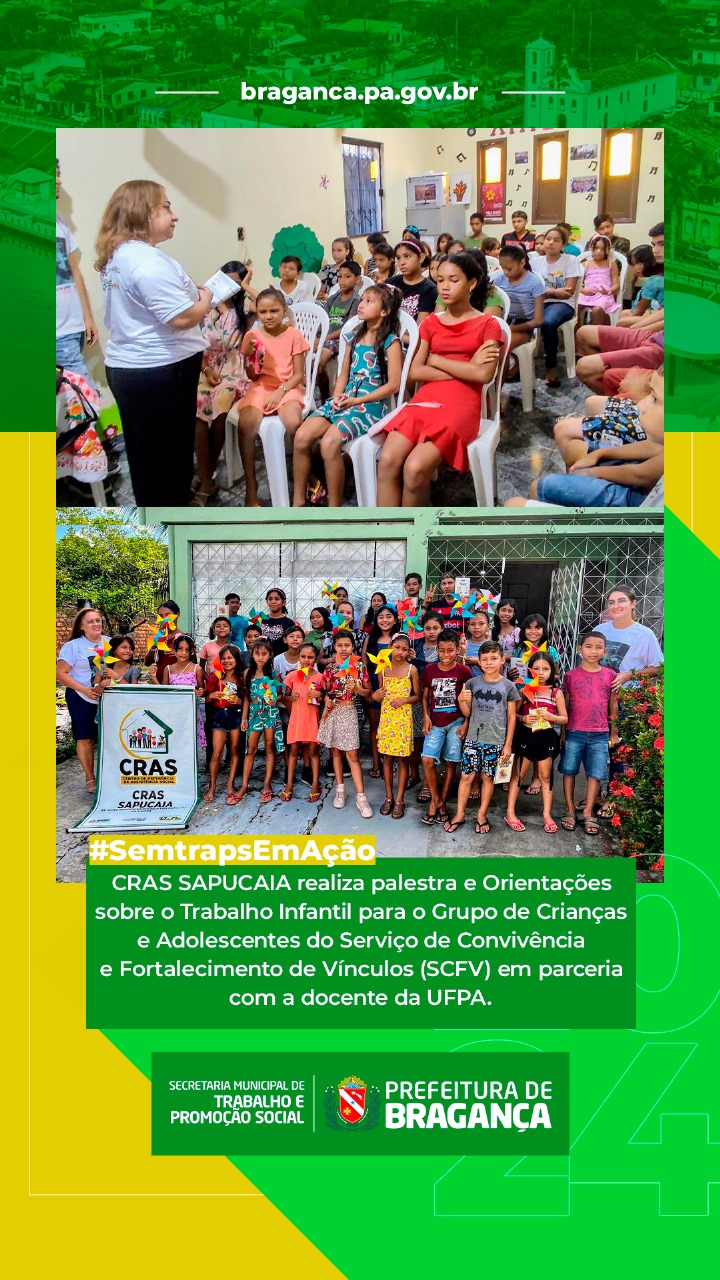 PALESTRA E ORIENTAÇÕES SOBRE O TRABALHO INFANTIL EM PARCERIA COM A DOCENTE DA UFPA.