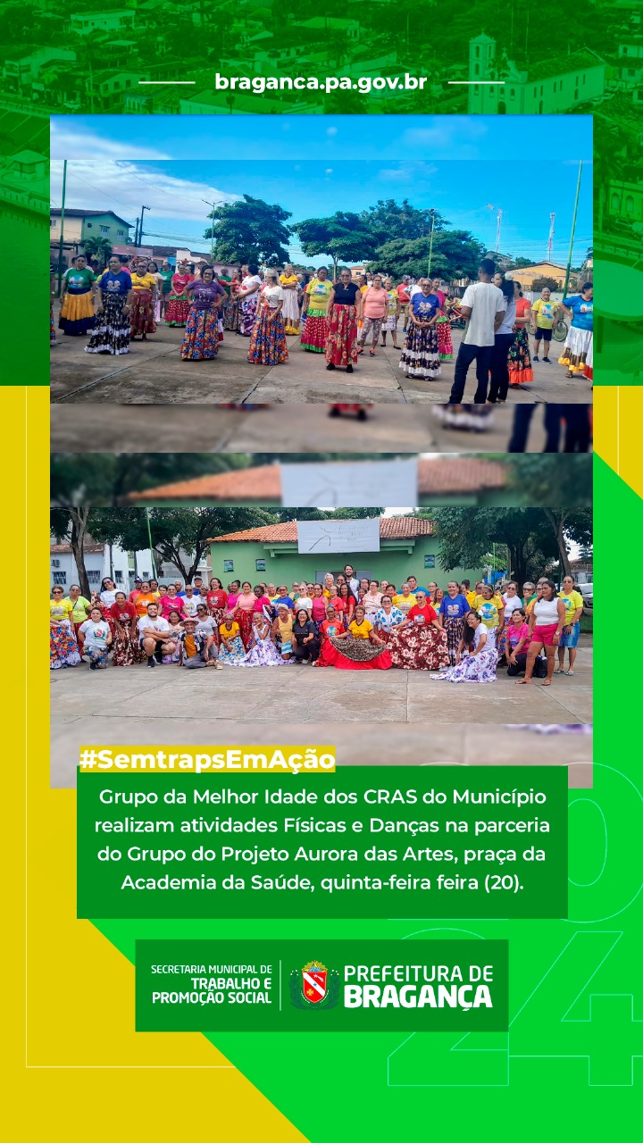 GRUPO DA MELHOR IDADE DOS CRAS REALIZAM ATIVIDADES FÍSICAS E DANÇAS NA PARCERIA DO GRUPO DO PROJETO AURORA DAS ARTES