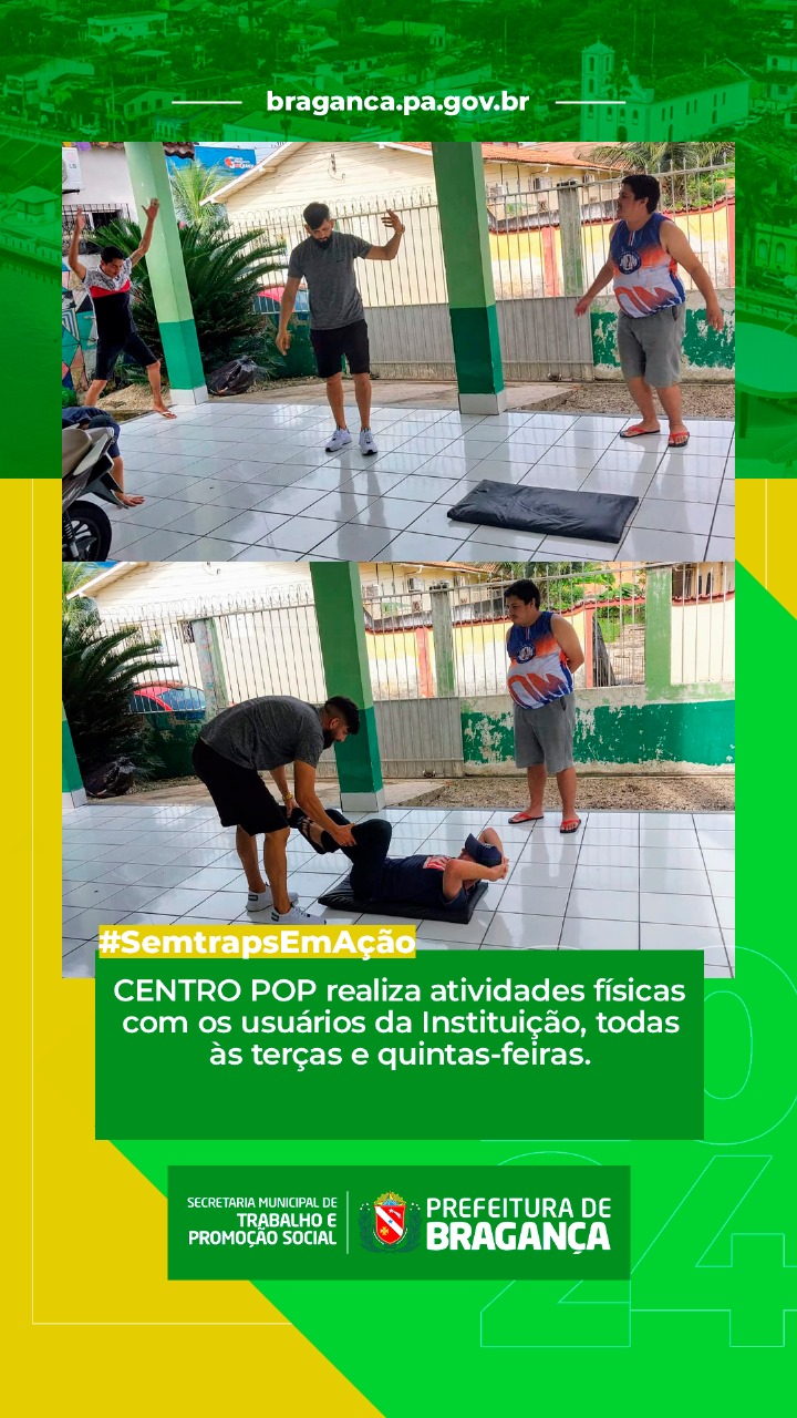 CENTRO POP REALIZA ATIVIDADES FÍSICAS COM OS USUÁRIOS DA INSTITUIÇÃO, TODAS ÀS TERÇAS E QUINTAS-FEIRAS.