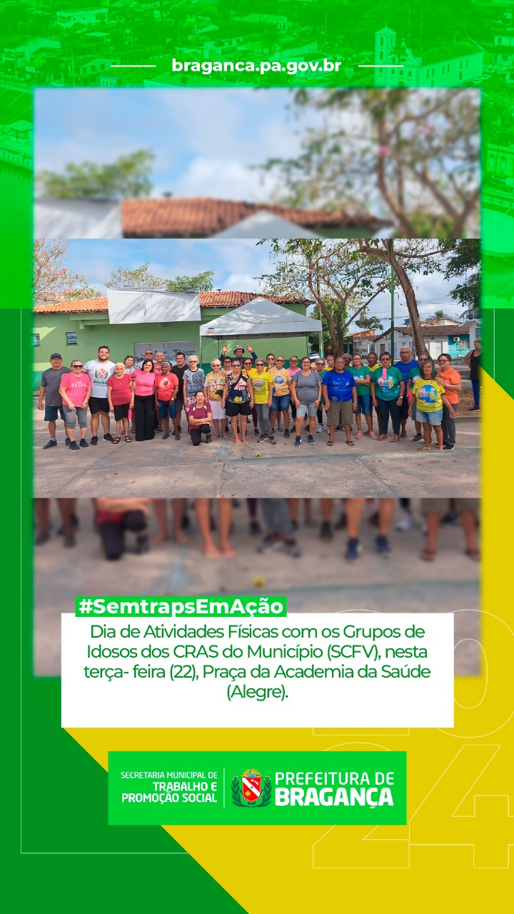 DIA DE ATIVIDADES FÍSICAS COM OS GRUPOS DE IDOSOS DOS CRAS DO MUNICÍPIO.