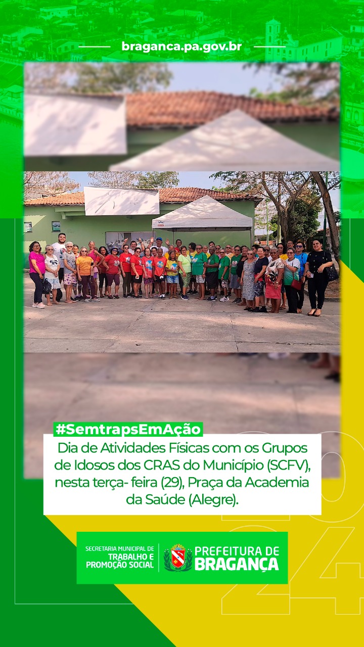 DIA DE ATIVIDADES FÍSICAS COM OS GRUPOS DE IDOSOS DOS CRAS DO MUNICÍPIO.
