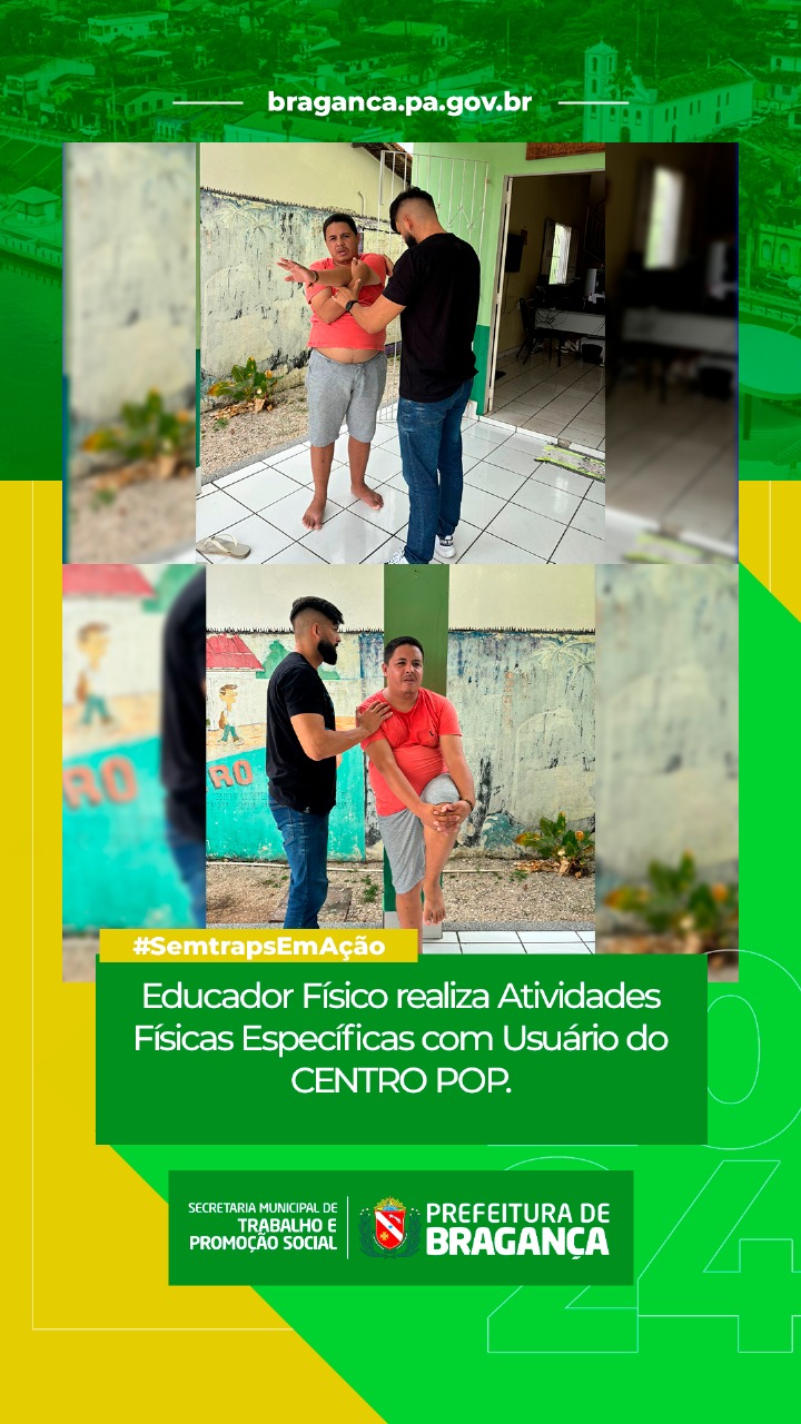 EDUCADOR FÍSICO REALIZA ATIVIDADES ESPECÍFICAS COM USUÁRIOS DO CENTRO POP.
