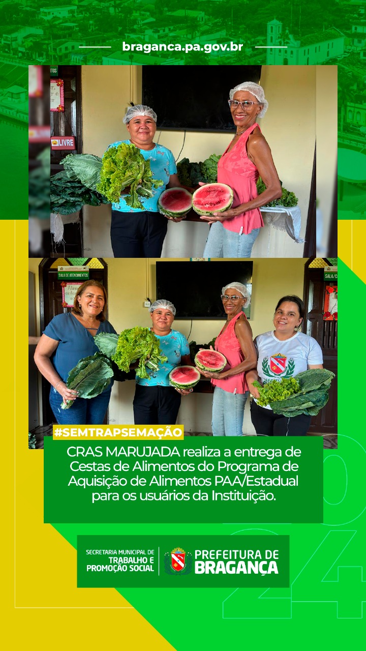 CRAS MARUJADA ENTREGA CESTAS DE ALIMENTOS DO PROGRAMA PAA ESTADUAL.