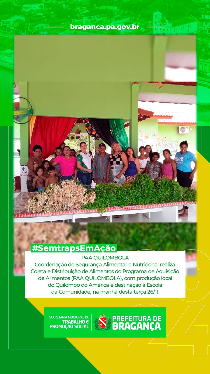 COORDENAÇÃO DE SEGURANÇA ALIMENTAR DISTRIBUI ALIMENTOS DO PAA QUILOMBOLA.